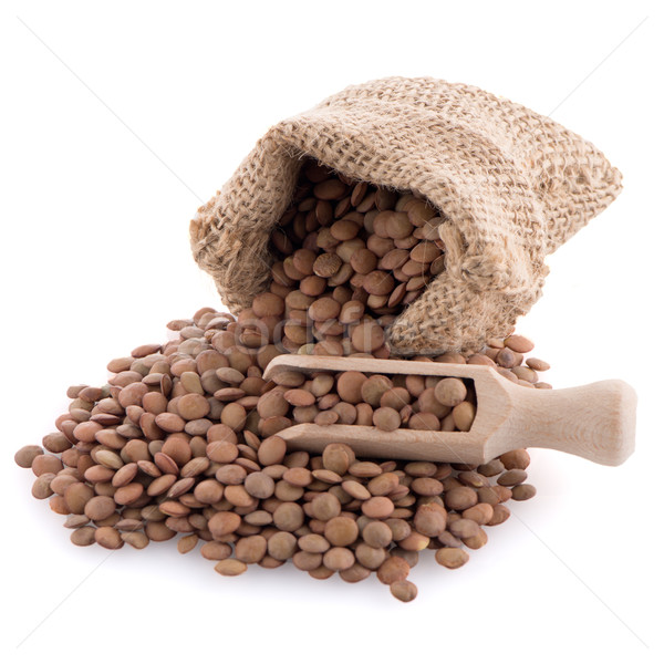 Burlap bag with lentils Stock photo © homydesign