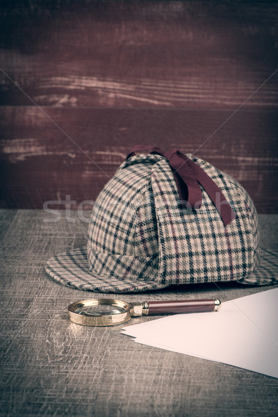Sherlock Hat and magnifying glass Stock photo © homydesign
