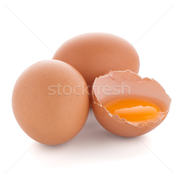 Raw eggs isolated on white Stock photo © homydesign