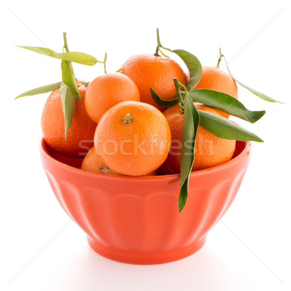 Foto stock: Cerâmico · laranja · tigela · isolado · branco · comida