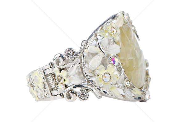 Contemporâneo anel isolado branco casamento metal Foto stock © homydesign