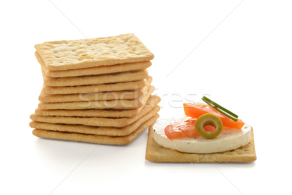 Crackers with cheese and tomato Stock photo © homydesign