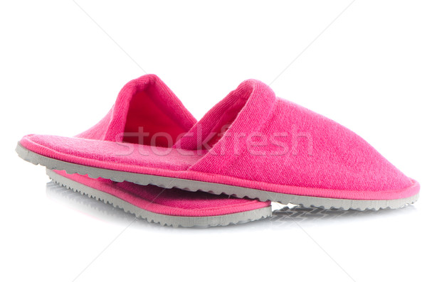 Pár rózsaszín házi cipők fehér ház terv Stock fotó © homydesign