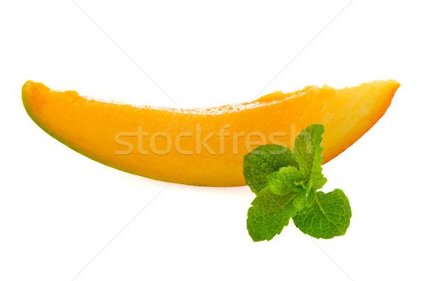 [[stock_photo]]: Mangue · fruits · tranches · blanche · réfléchissant · vert