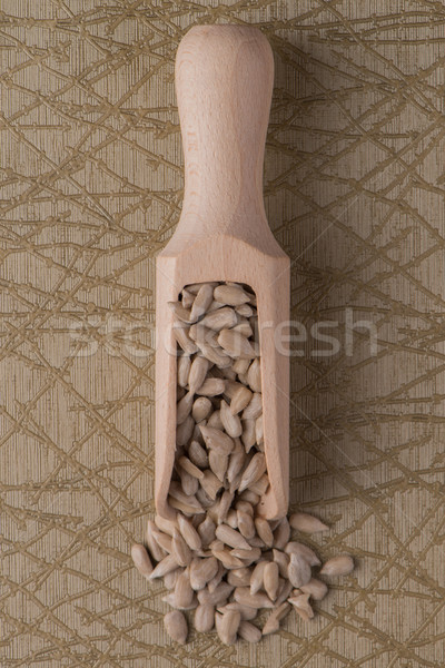 Fából készült merítőkanál napraforgó magok felső kilátás Stock fotó © homydesign