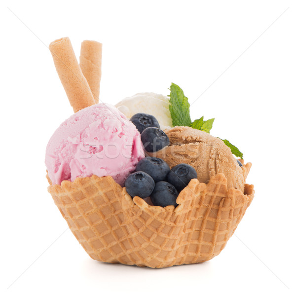 冰淇淋 晶圓 碗 白 食品 巧克力 商業照片 © homydesign