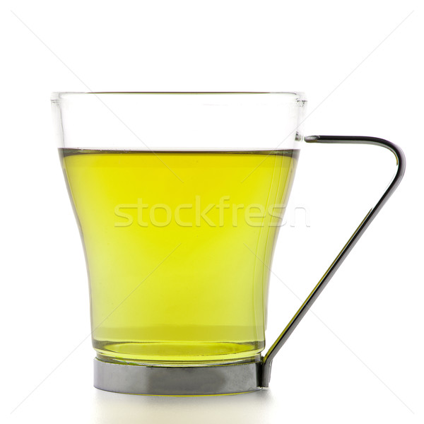 ストックフォト: ガラス · カップ · レモン · 茶 · 孤立した · 白