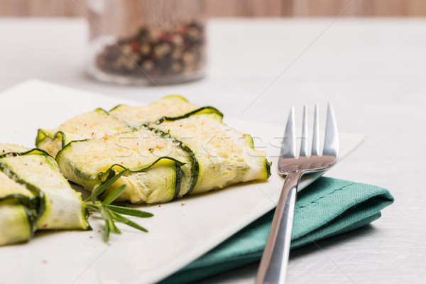 Interlaced courgettes or zucchini slices Stock photo © homydesign