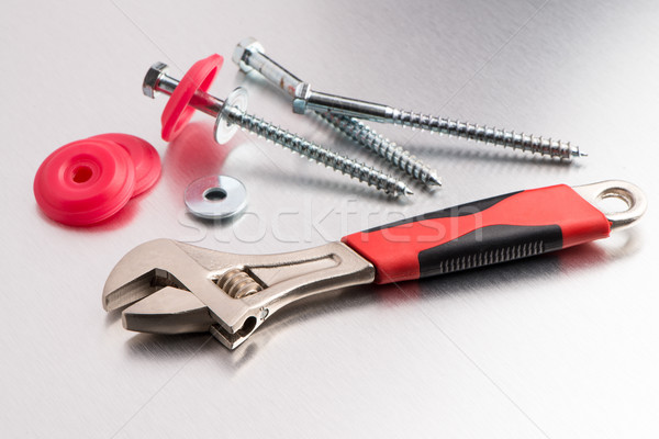 Schraubenschlüssel Tool Metall fertig Arbeit home Stock foto © homydesign