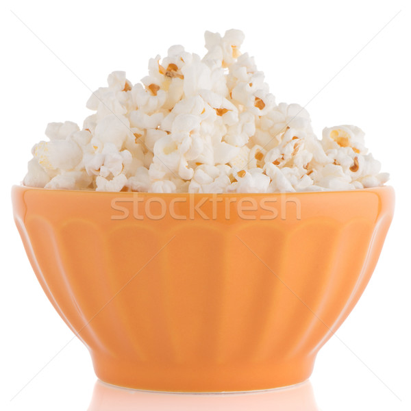 Popcorn oranje kom witte voedsel televisie Stockfoto © homydesign