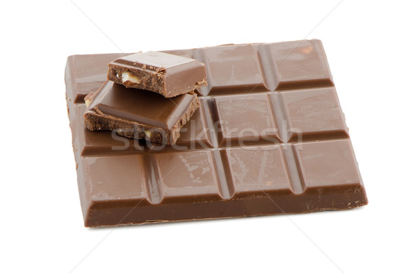 Closeup detail of chocolate with almods parts Stock photo © homydesign