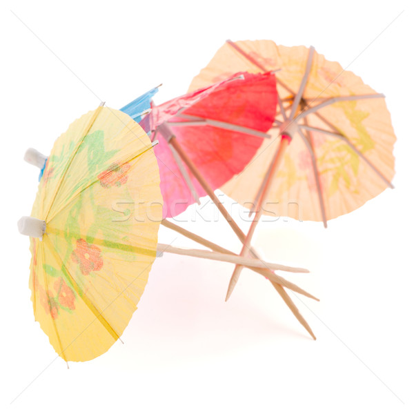 Stock fotó: Papír · esernyők · koktélok · izolált · fehér · háttér