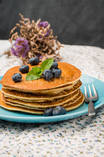 Pancakes with fresh blackberries Stock photo © homydesign