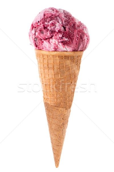 蛋捲冰淇淋 舀 紅色 水果 孤立 白 商業照片 © homydesign