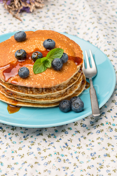 Pancakes with fresh blackberries Stock photo © homydesign