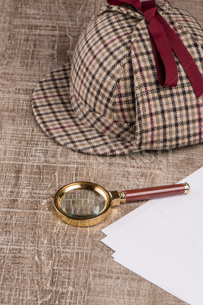Sherlock Hat and magnifying glass Stock photo © homydesign