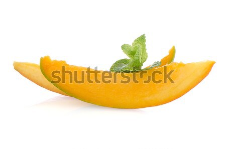 Mangue fruits tranches blanche réfléchissant vert Photo stock © homydesign