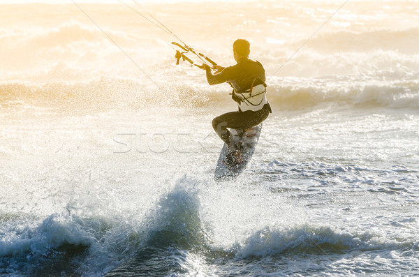 ジャンプ 美しい スプレー 日没 風景 ボディ ストックフォト © homydesign