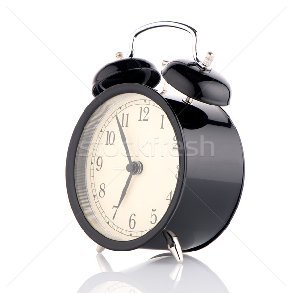 Antiquado despertador branco mão cara tempo Foto stock © homydesign