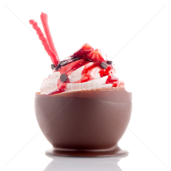 Strawberry and chocolate pastry mousse Stock photo © homydesign