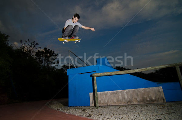 Skateboarder flying Stock photo © homydesign