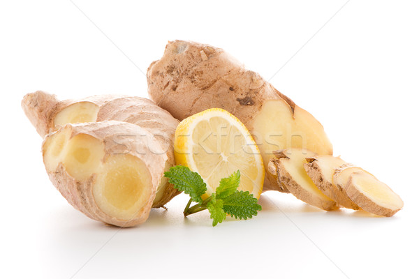 Gengibre raiz branco isolado comida fundo Foto stock © homydesign