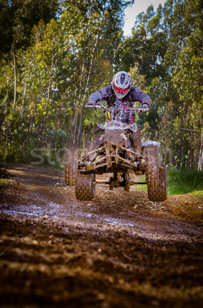 Quad rider jumping Stock photo © homydesign