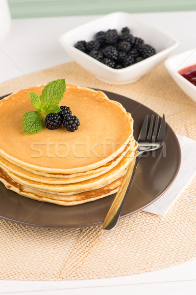 Pancakes with fresh blackberries Stock photo © homydesign