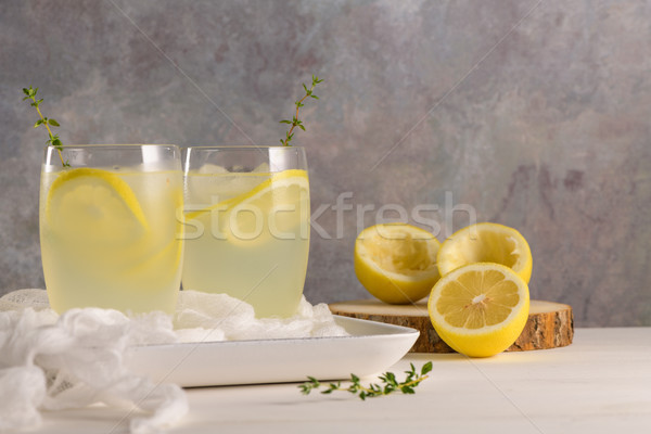 Hideg limonádé koktél citrom rozmaring jég Stock fotó © homydesign