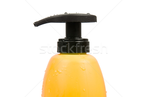關閉 黃色 洗髮水 瓶 帽 孤立 商業照片 © homydesign