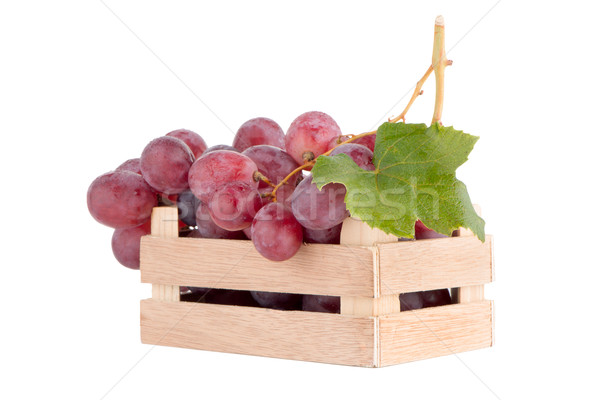 Stock photo: Red grapes in wooden crate