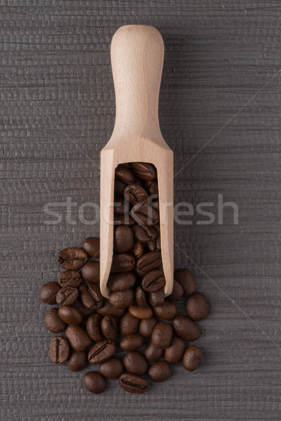 Holz schöpfen Kaffeebohnen top Ansicht grau Stock foto © homydesign