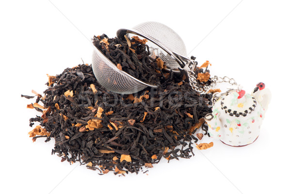 Negro secar té pétalos aromático blanco Foto stock © homydesign