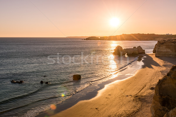 Stock fotó: Kilátás · naplemente · régió · Portugália · tengerpart · égbolt