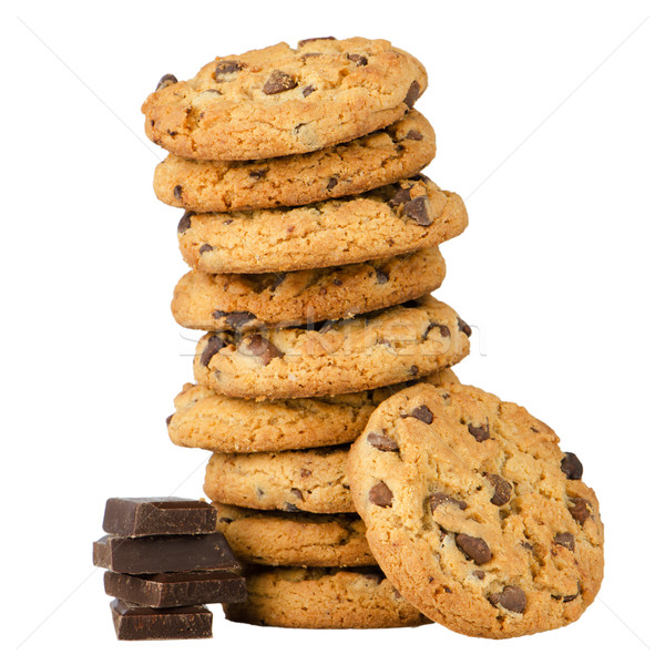 Stock photo: Chocolate chip cookies with chocolate parts