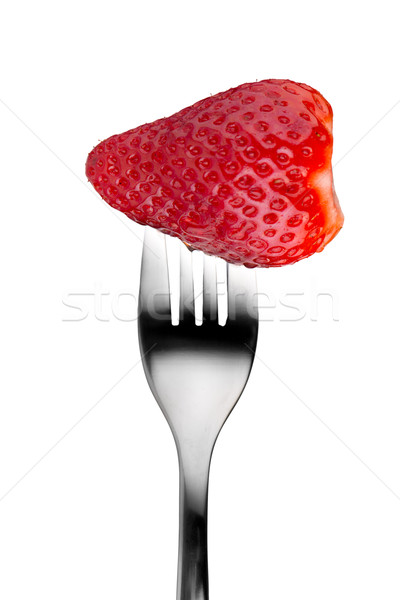 Strawberry on a fork Stock photo © homydesign