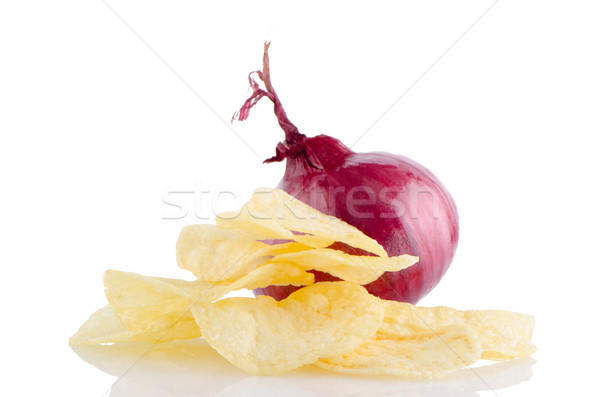 Potato chips and onion Stock photo © homydesign