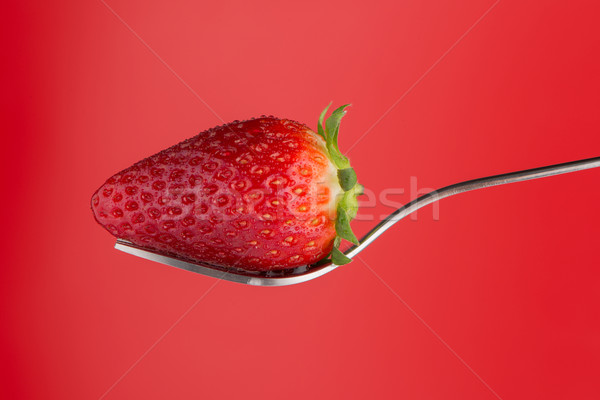 Strawberry on a fork Stock photo © homydesign