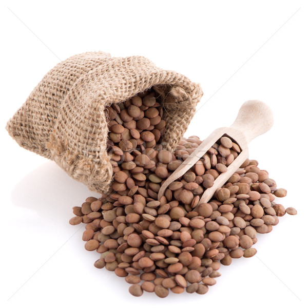 Burlap bag with lentils Stock photo © homydesign