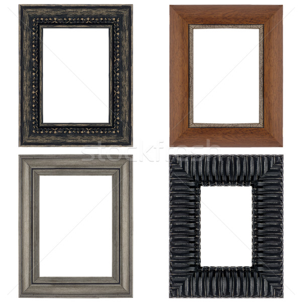 Vier foto frames geïsoleerd witte hout Stockfoto © homydesign
