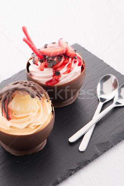 Strawberry and chocolate pastry mousse Stock photo © homydesign