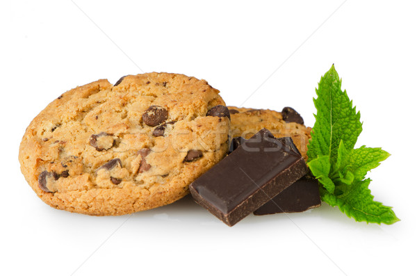 Chocolate chip cookies with chocolate parts Stock photo © homydesign