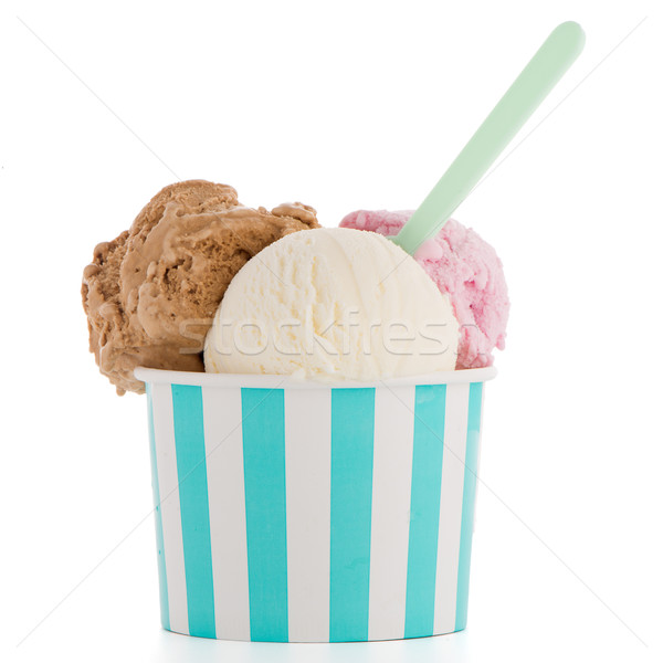 Dondurma kepçe kâğıt fincan beyaz gıda Stok fotoğraf © homydesign