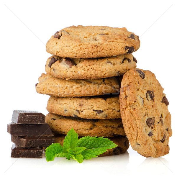 Chocolate chip cookies with chocolate parts Stock photo © homydesign