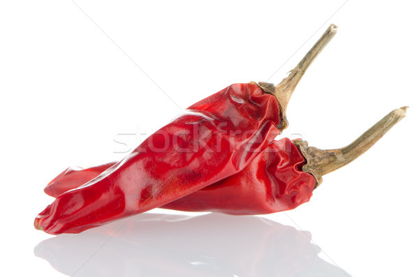 Dos rojo caliente chile blanco fondo Foto stock © homydesign