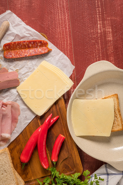 Francesinha on plate preparations Stock photo © homydesign