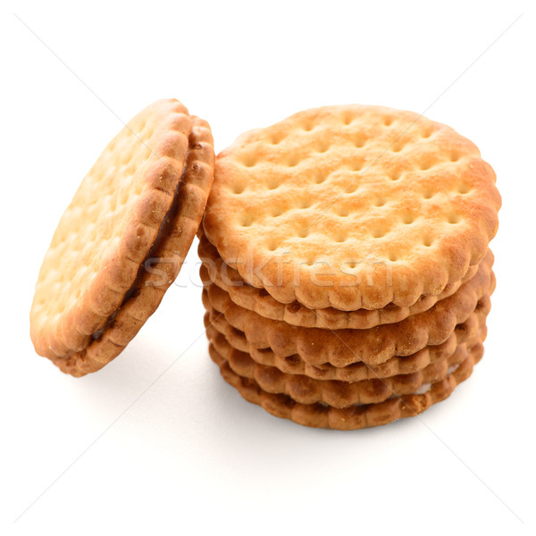 Sandwich biscuits vanille vulling witte ontbijt Stockfoto © homydesign