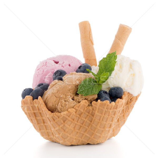 Stock photo: Ice cream scoops in wafer bowl