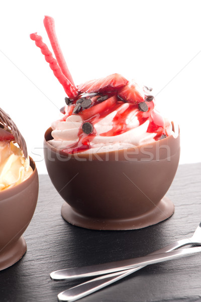 Strawberry and chocolate pastry mousse Stock photo © homydesign