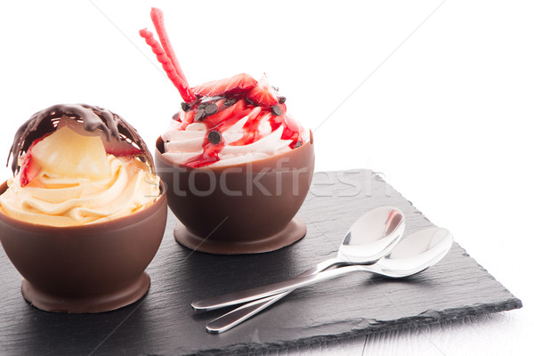 Strawberry and chocolate pastry mousse Stock photo © homydesign